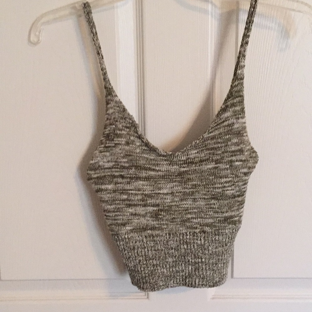 Green knitted crop top